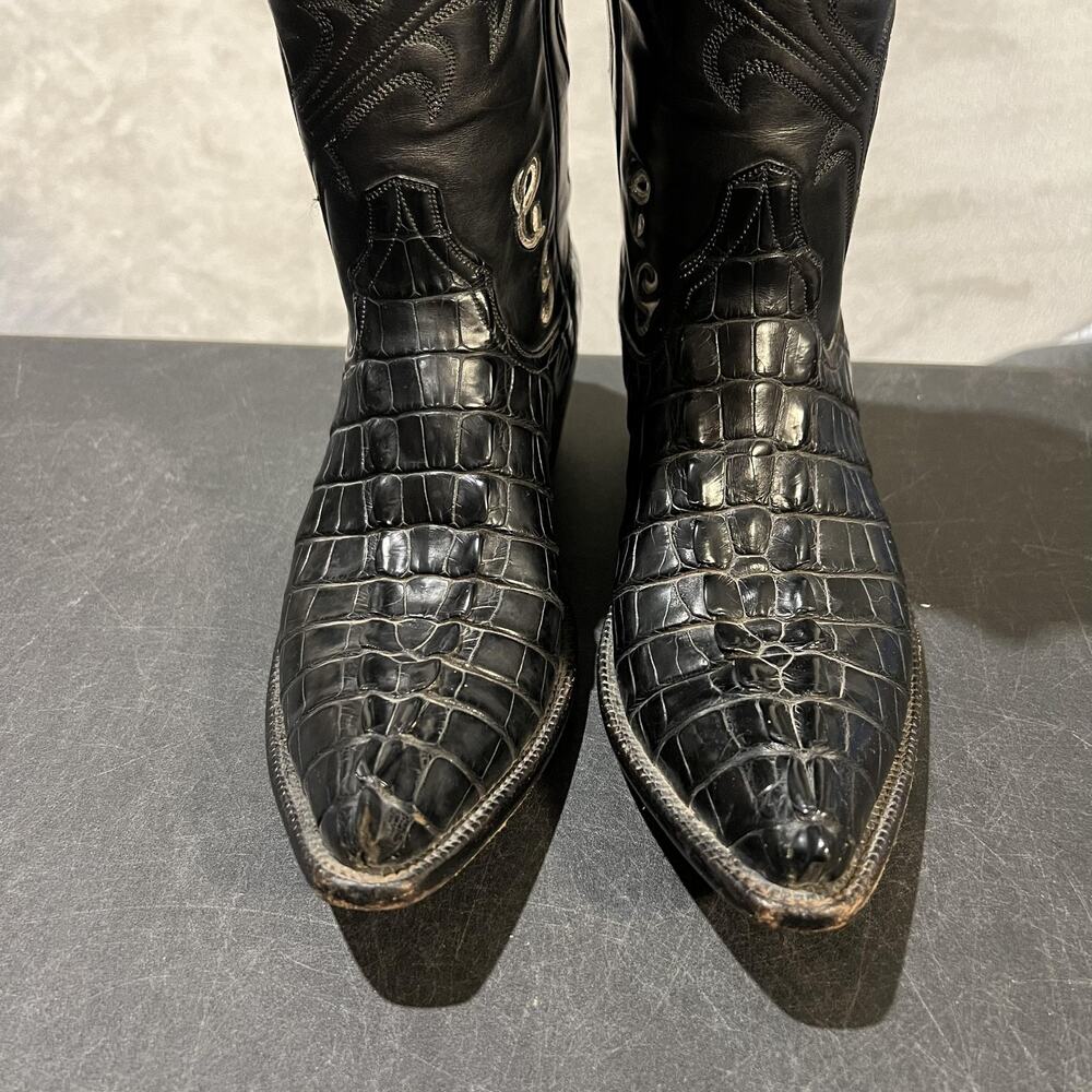 Stallion Cowboy Boots Womens 6 B Black Hornback Alligator Western Exotic Leather - Picture 3 of 16